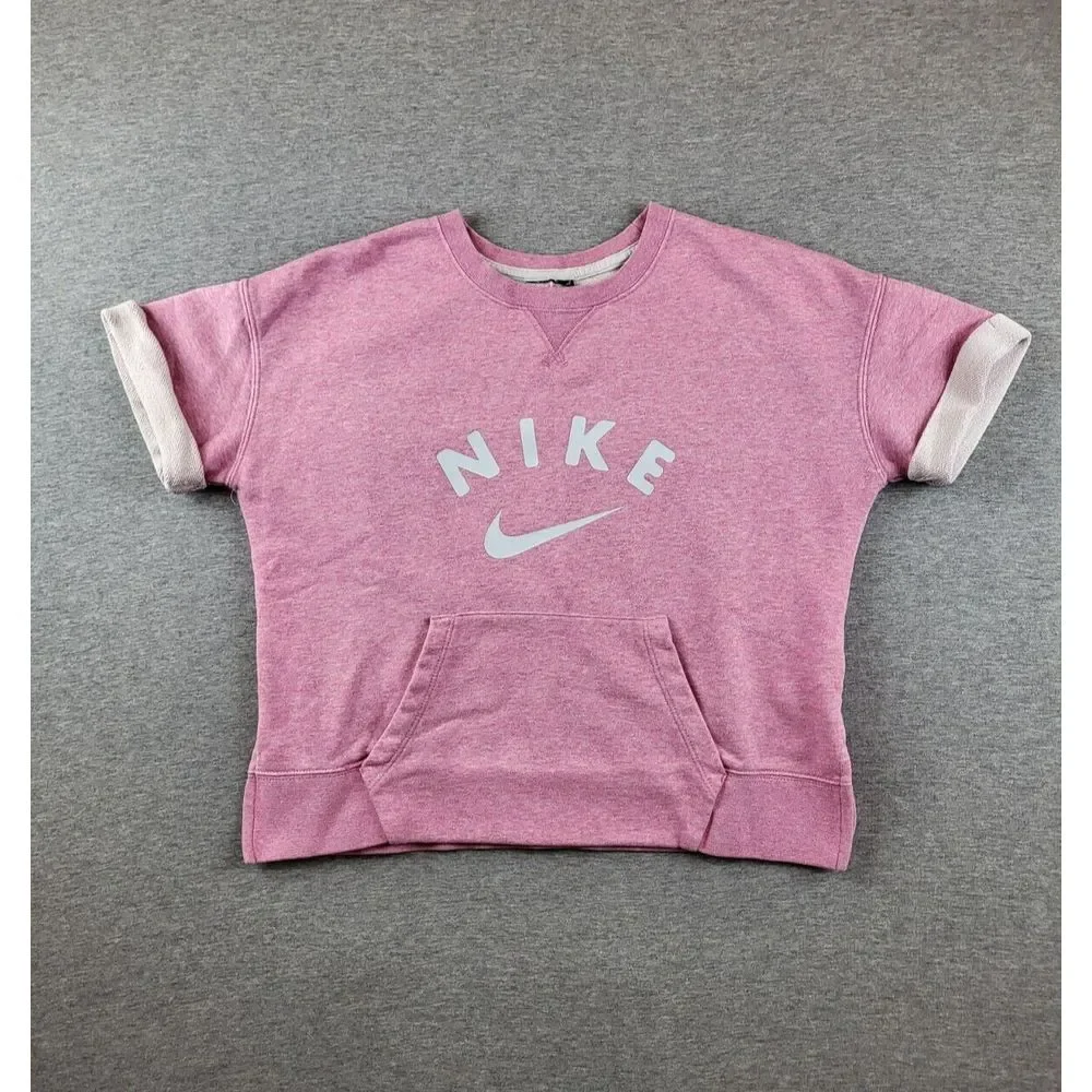 Nike Big Girl's Sportwear Crew Short Sleeve Sweatshirt Magic Flamingo‎ Pink XL